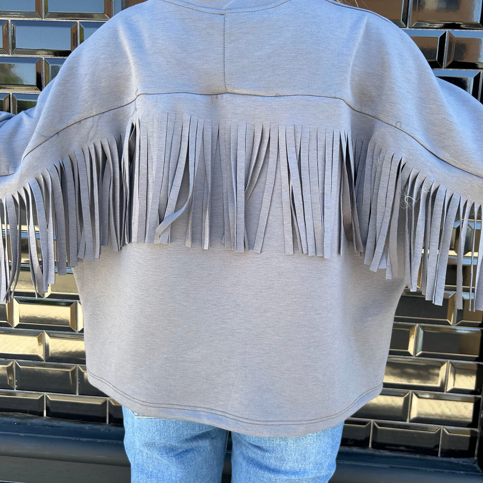SUDADERA OVERSIZE FLECOS GRIS