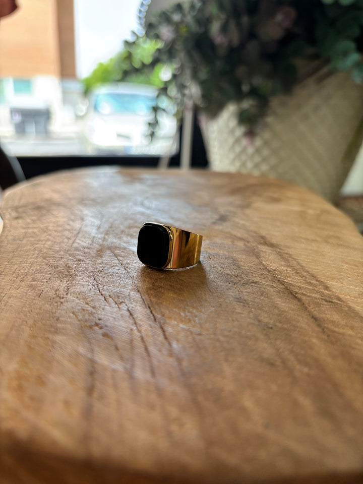 ANILLO NEGRO CUADRADO
