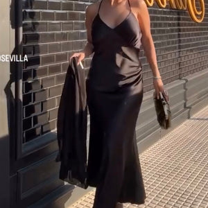 VESTIDO LENCERO CRUZADO NEGRO