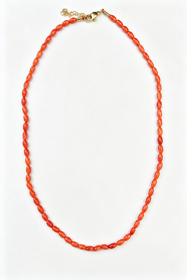 COLLAR CUENTAS OVALADAS MINI NARANJA