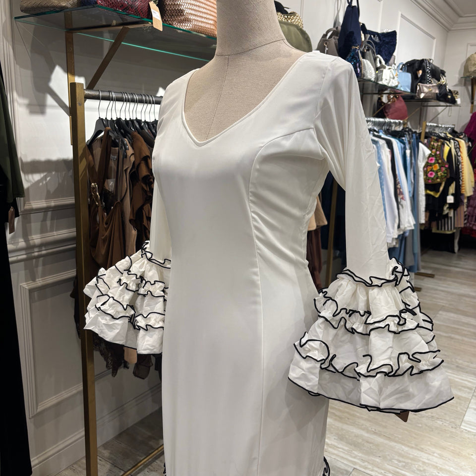 TRAJE FLAMENCA LISO BLANCO