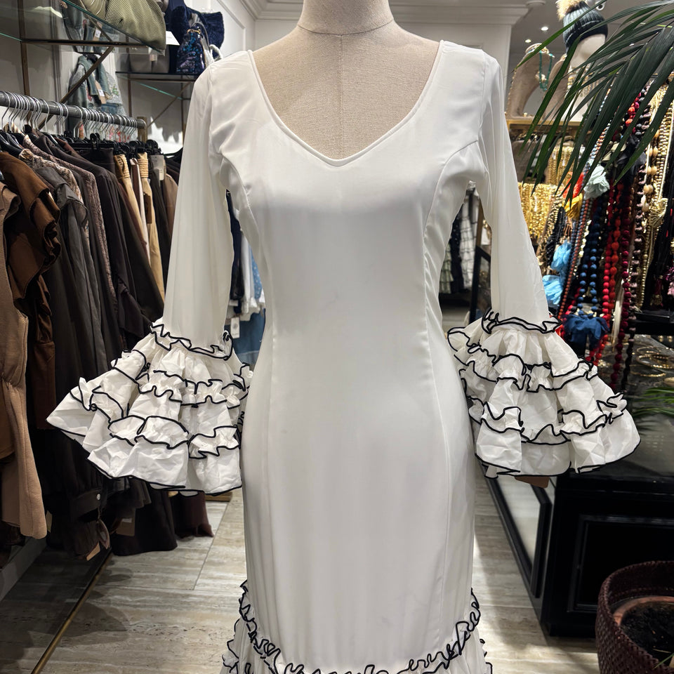 TRAJE FLAMENCA LISO BLANCO