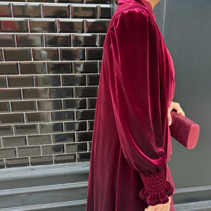 KIMONO DE TERCIOPELO CON MANGA FRUNCIDA BURDEOS
