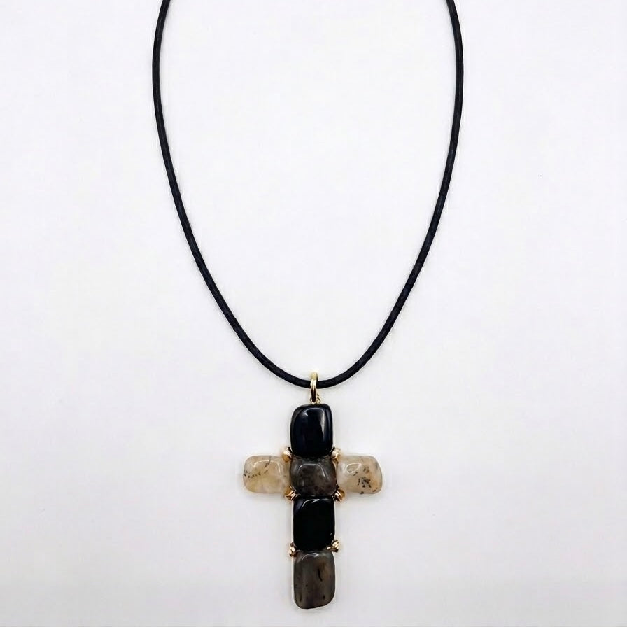COLLAR LARGO CRUZ NEGRO