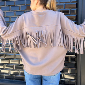 SUDADERA OVERSIZE FLECOS TOPO