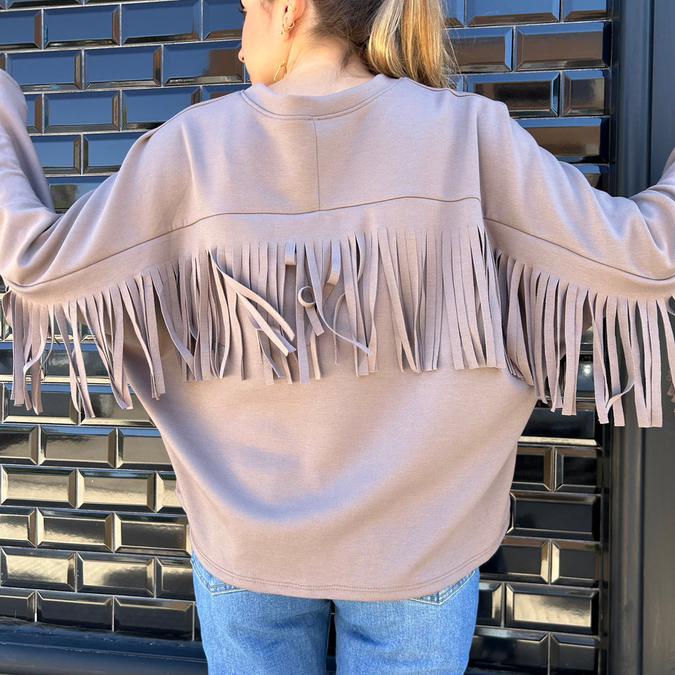 SUDADERA OVERSIZE FLECOS TOPO
