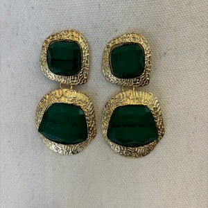PENDIENTE GRANDE DOS PIEDRAS VERDES