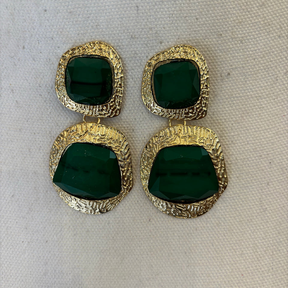 PENDIENTE GRANDE DOS PIEDRAS VERDES