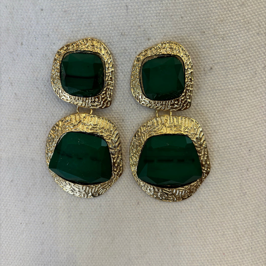 PENDIENTE GRANDE DOS PIEDRAS VERDES