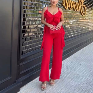 MONO CON VOLANTES ATADO A LA ESPALDA ROJO