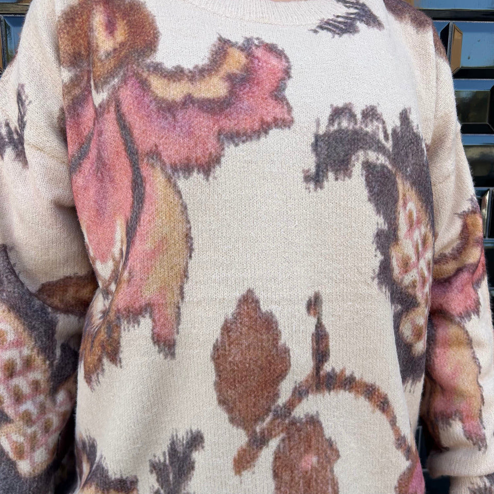 JERSEY DE FLORES BEIGE