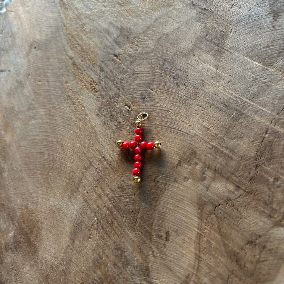 COLGANTE CRUZ ROJA BOLITAS