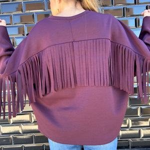 SUDADERA OVERSIZE FLECOS BURDEOS