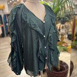 BLUSA VERDE BOTELLA DE VOLANTES
