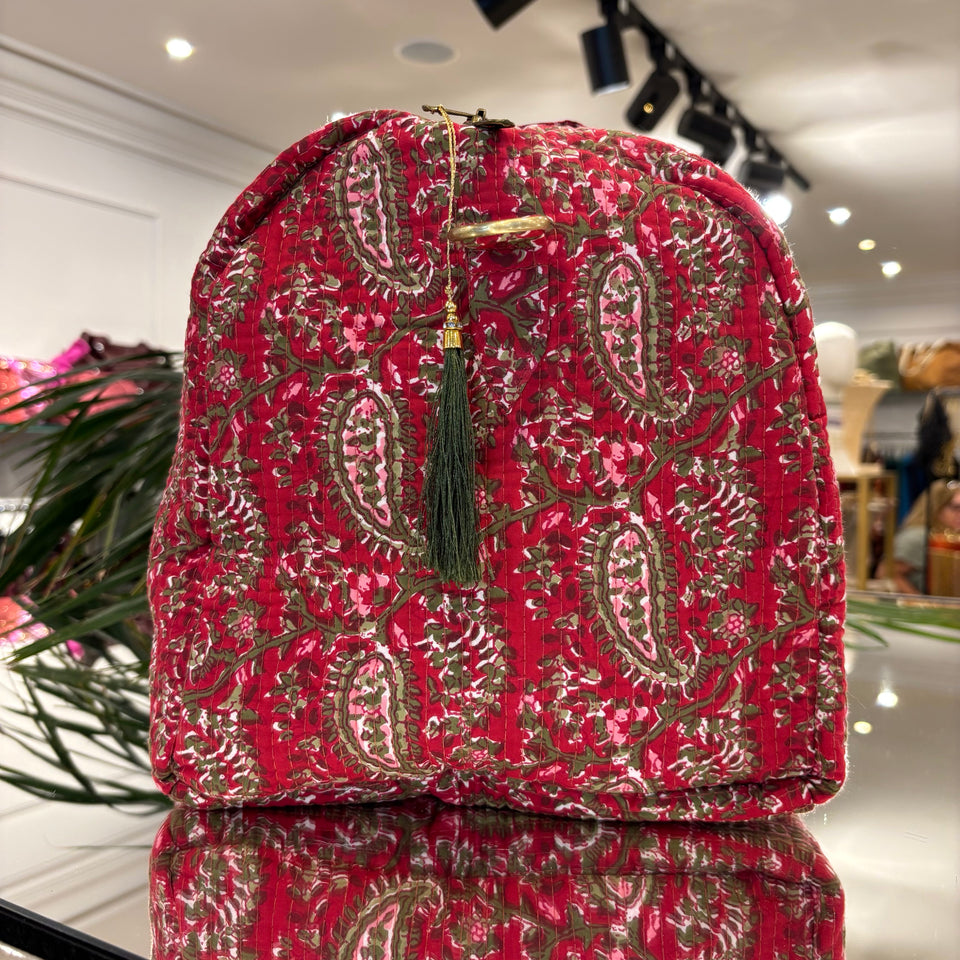 BOLSA ESTAMPADA FONDO ROJO CACHEMIRE