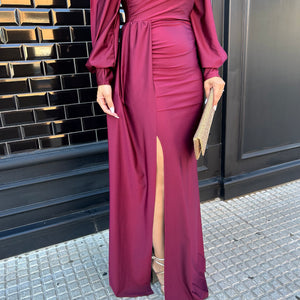 VESTIDO LARGO BURDEOS