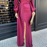 VESTIDO LARGO BURDEOS