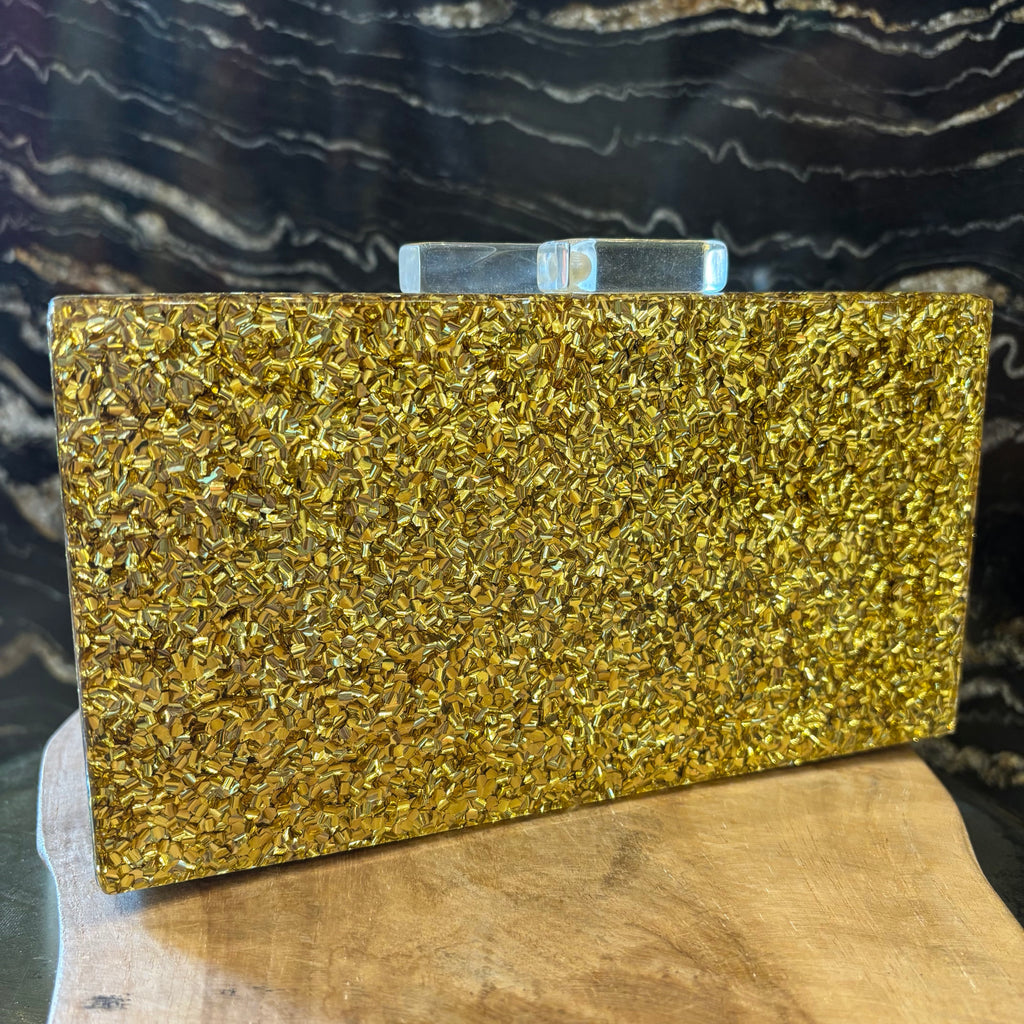 CLUTCH DE FIESTA DORADA CONFETI