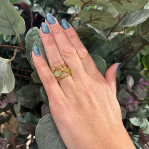 ANILLO TRES PIEDRAS COLORES