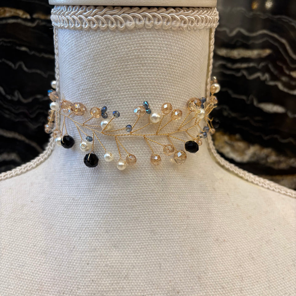 CHOKER PIEDRAS Y PERLAS