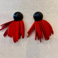 PENDIENTE FLECOS MADERA ROJO