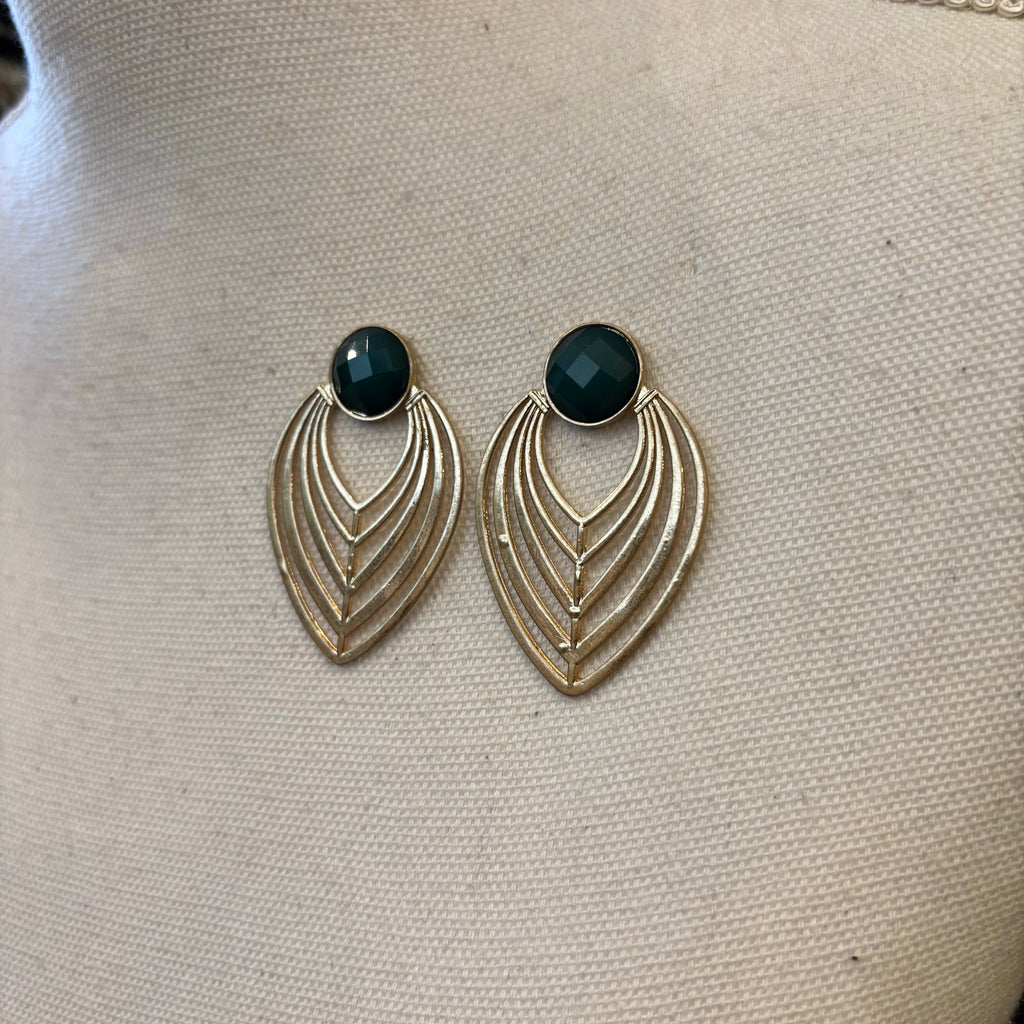 PENDIENTE VERDE Y DORADO