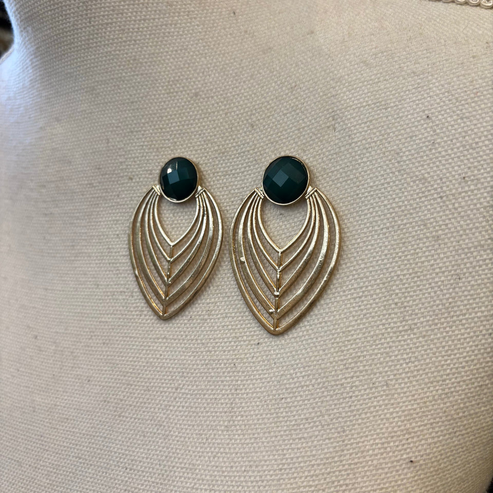 PENDIENTE VERDE Y DORADO