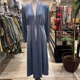 KIMONO DE TERCIOPELO CON MANGA FRUNCIDA CELESTE