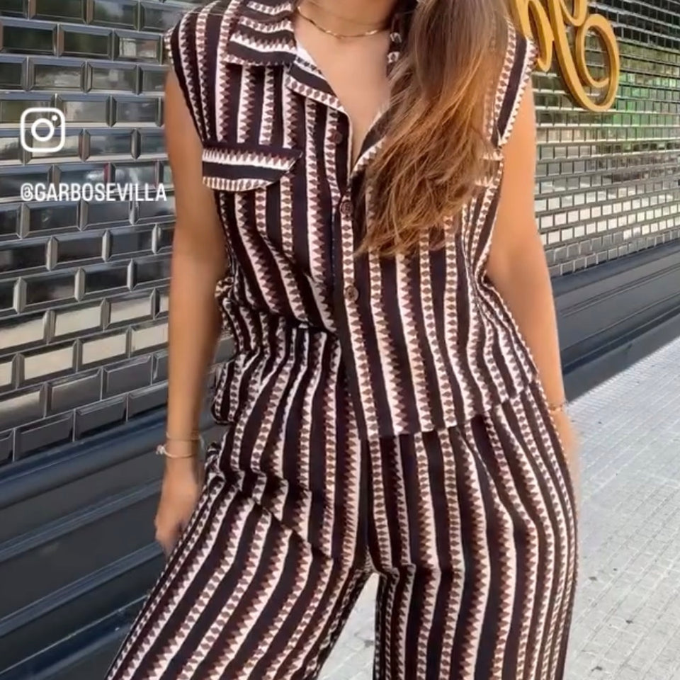 CONJUNTO DE PANTALÓN ÉTNICO MARRÓN