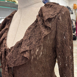BLUSA DE ENCAJES MARRÓN