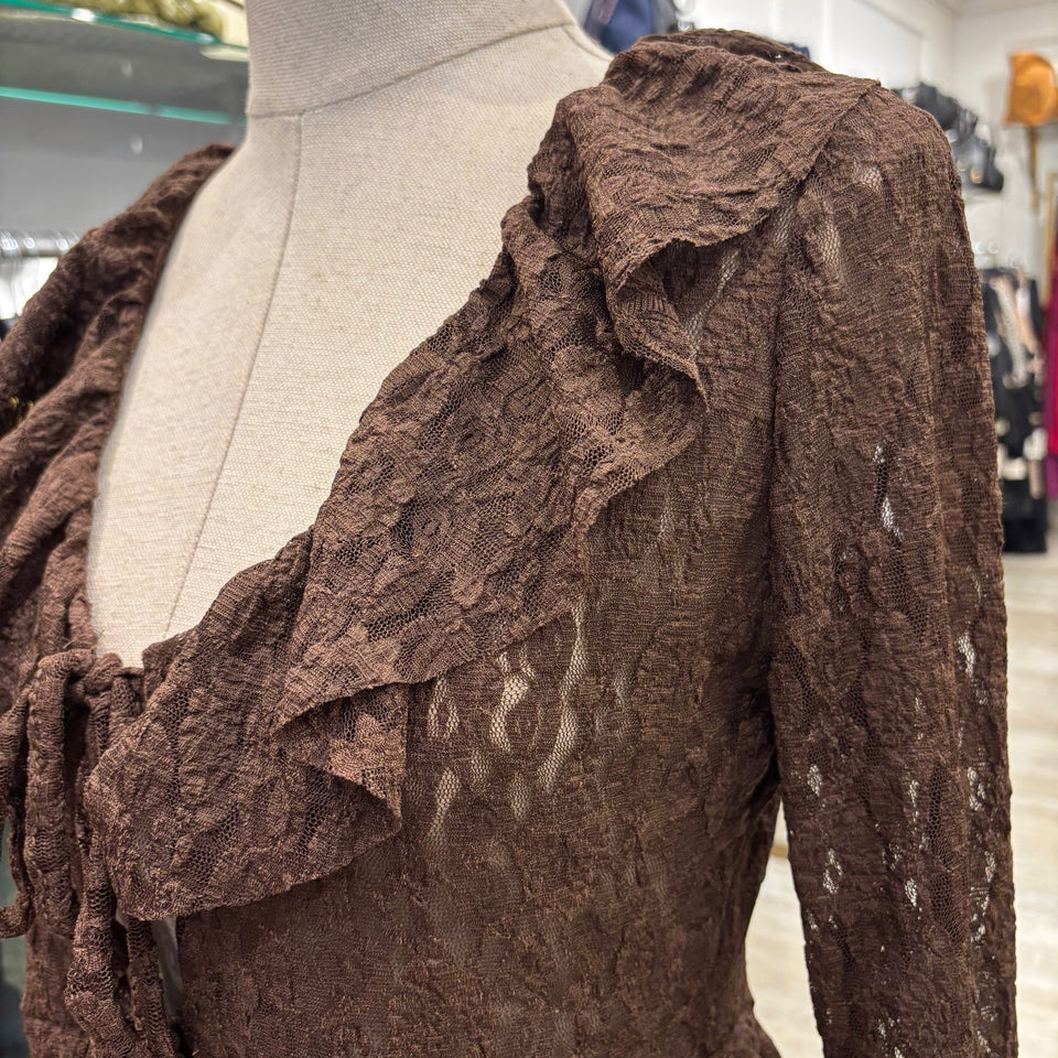 BLUSA DE ENCAJES MARRÓN