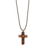 COLLAR LARGO CRUZ MARRON