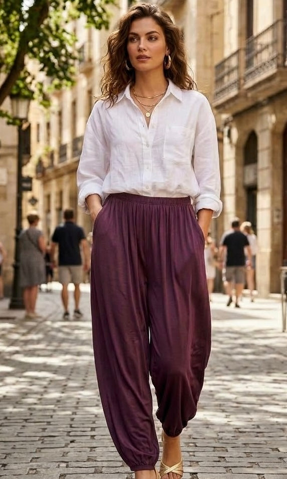 PANTALON LYON BERENJENA