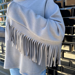 SUDADERA OVERSIZE FLECOS GRIS