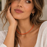 COLLAR  CUENTA OVALADA NARANJA