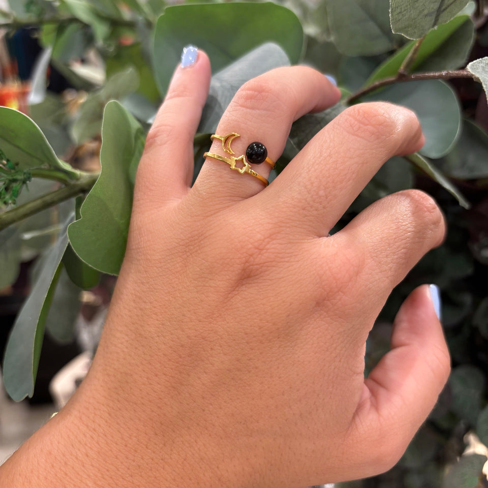 ANILLO ESTRELLA Y LUNA NEGRO