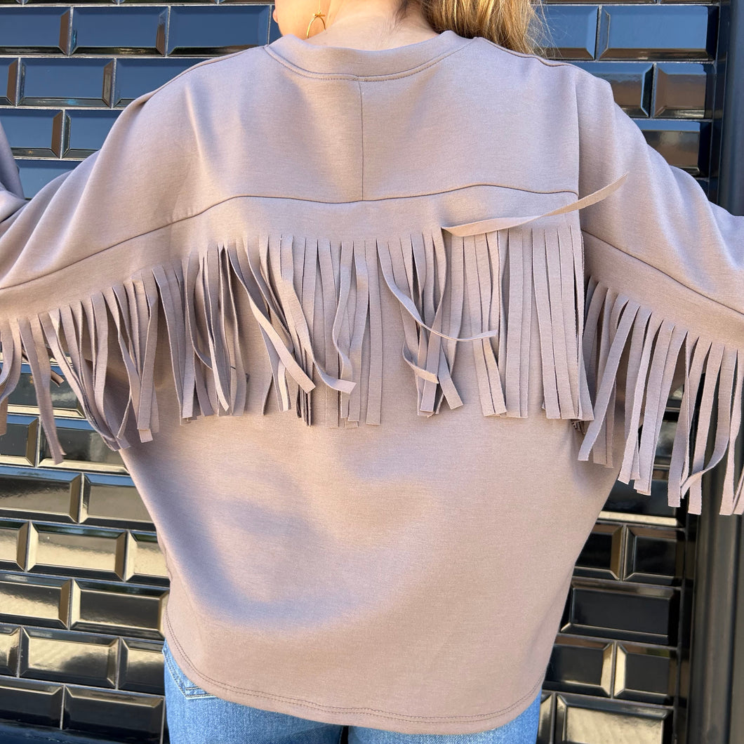 SUDADERA OVERSIZE FLECOS TOPO