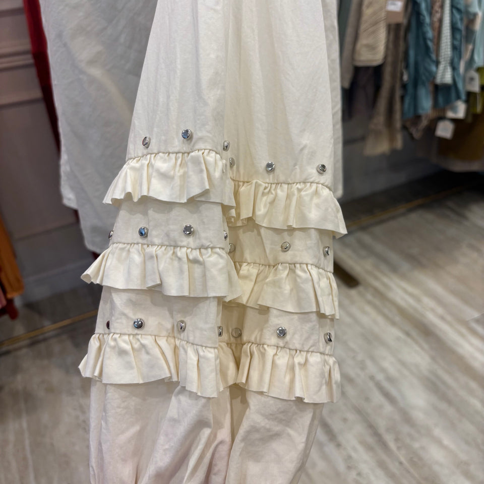 CAMISA BEIGE VOLANTES MANGA