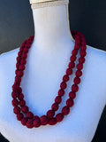 COLLAR DE TELA LARGO BURDEOS