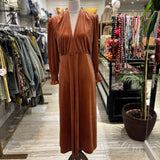 KIMONO DE TERCIOPELO CON MANGA FRUNCIDA NARANJA