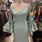 TRAJE DE FLAMENCA LISO VERDE AGUA