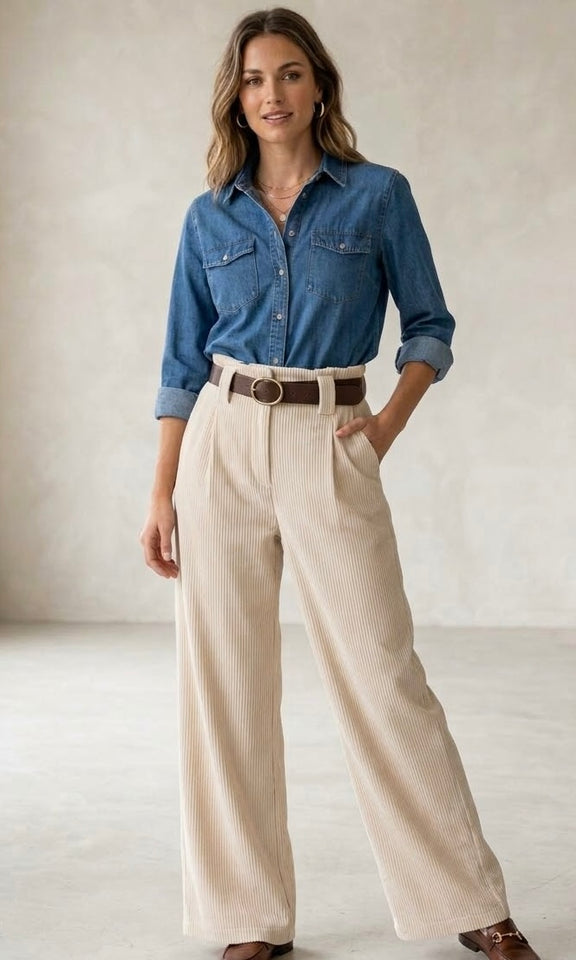 PANTALON DE PANA BEIGE