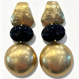 PENDIENTE DORADO PIEDRA NEGRA