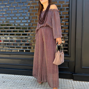 CONJUNTO RAYAS TONOS MARRONES