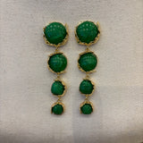 PENDIENTE LARGO CUATRO PIEDRAS VERDES