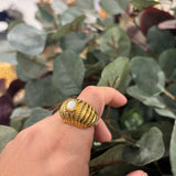 ANILLO RAYADO PIEDRA BLANCA