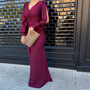 VESTIDO LARGO BURDEOS