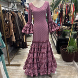 TRAJE DE FLAMENCA LUNARES MALVA