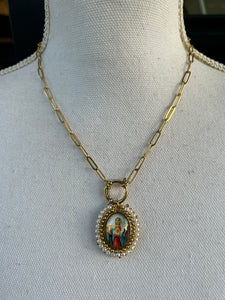 CADENA CORAZON DE MARIA Y PERLAS