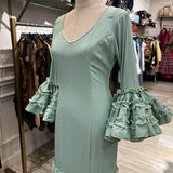 TRAJE DE FLAMENCA LISO VERDE AGUA